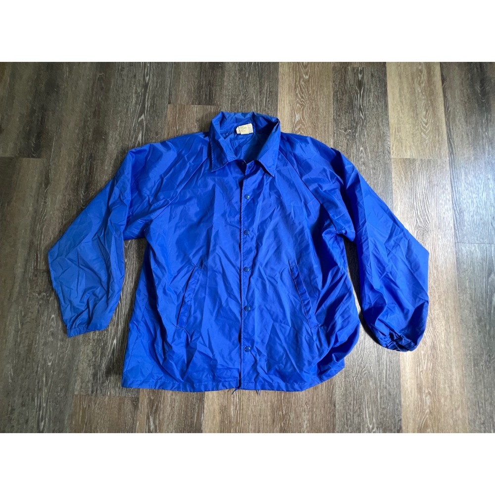 Hartwell Coaches Jacket Mens XL Blue Vintage Nylon Windbreaker Snap Front USA‎